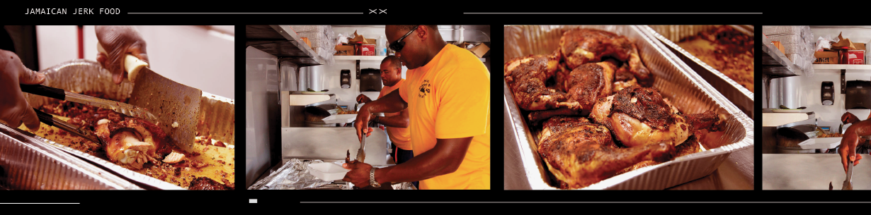 Jamaican jerk food film strip